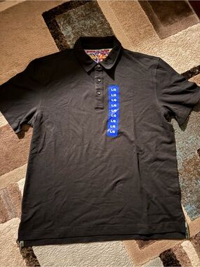 Robert Graham Black Polo with Colorful Inner Collar